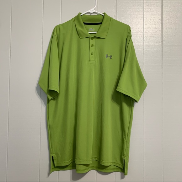 Men’s Green Under Armour Short Sleeve Tech Polo Performance Top - Picture 2 of 7